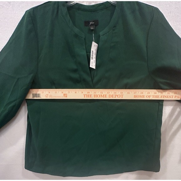 NEW JCrew Factory Women's V-Neck Blouse Green Size Large NWT - Picture 5 of 9